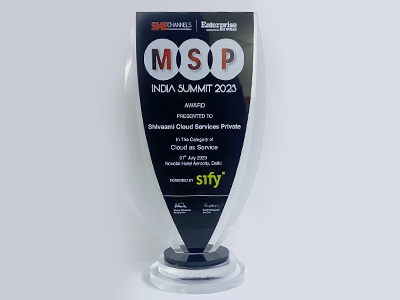 Recognized and awarded in the category of Cloud as Service at MSP India Summit