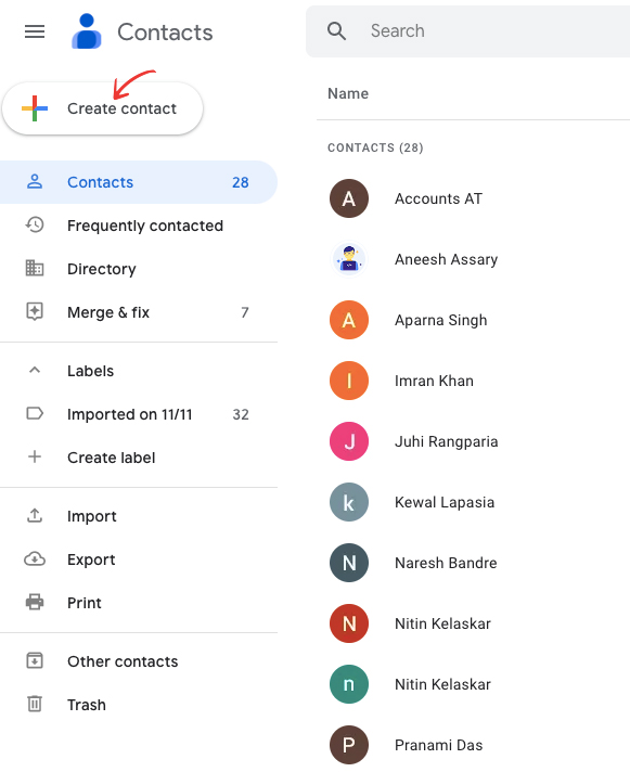 Create contact groups in Gmail